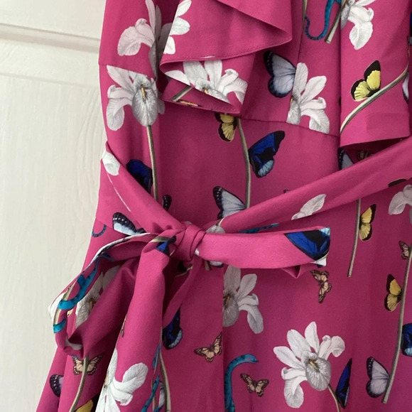 Borgo De Nor Dress Fuchsia Butterfly Floral Printed Maxi Dress Size UK 8‎ US 4 - Picture 5 of 12